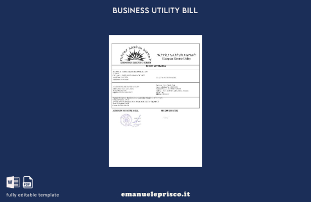 modello di bolletta delle utenze elettriche etiopi in stile verificato